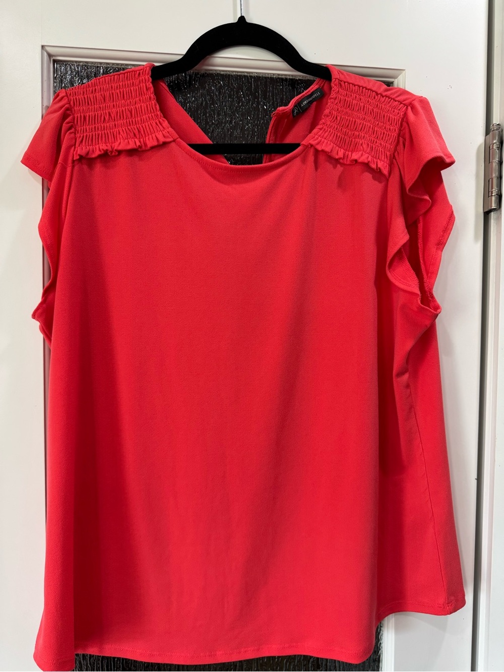 Adrianna Papell Red Ruffle Shoulder Blouse